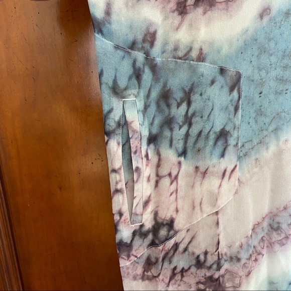 NWT GoSilk Silk Tie Dye Purple and Blue Midi Dress | Size S | Anthropologie - Picture 4 of 12